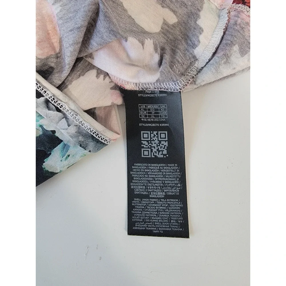 Guess Mens Floral Triangle Logo T-Shirt Black XL M2BI70 K9RM4 Short Sleeve Tee - Picture 8 of 8
